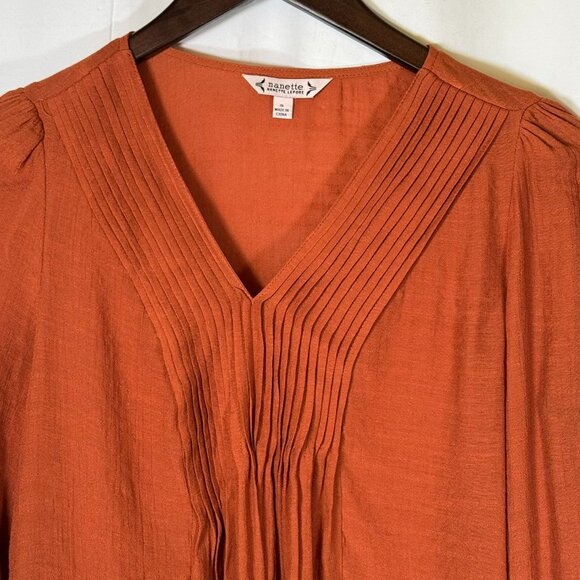 NANETTE Nanette Lepore Gingerbread Long Sleeve Blouse Size Small Casual Top Poly - Picture 2 of 12